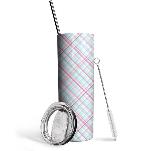 Color Stripe 20 Oz Skinny Tumbler with Lid and Straw - Double Wall Vacuum Insulated Tumbler- Birthday Gifts for Mom Sister Friends Women