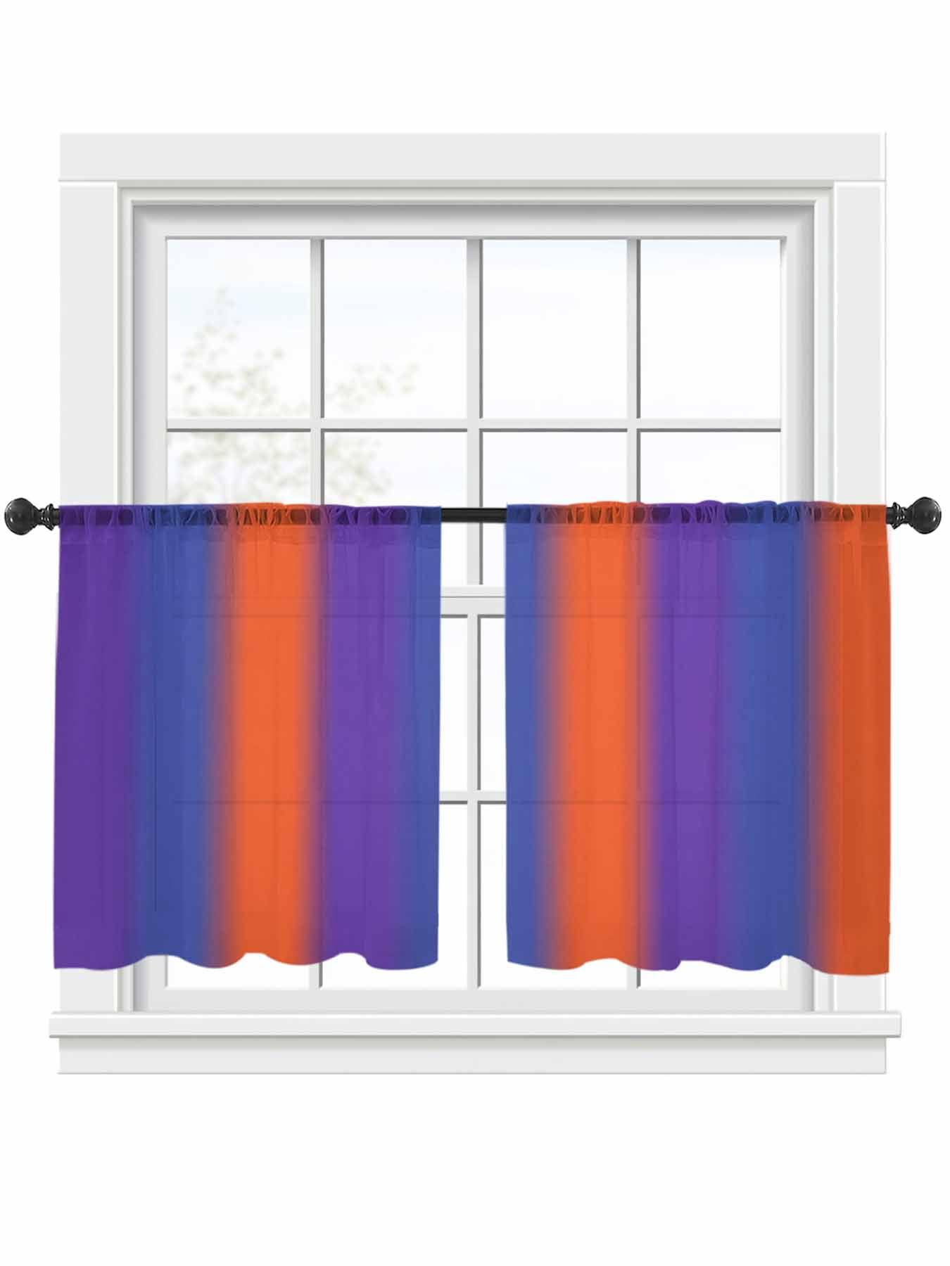Color Striped Gradient Sheer Curtains 2 Panels Set Modern Blue Purple ...