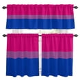 thumbnail image 1 of Color Stripes Kitchen Curtains Valances and Tiers Set of 3 Pink Purple Navy Blue Striped Abstract Lines Tier Curtains and Valance with Rod Pocket for Small Windows, 27.5"x24", 1 of 9