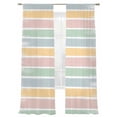 thumbnail image 1 of Color Stripes Sheer Curtains 2 Panels Set Pink Blue Green Striped Gradient Brush Texture Sheer Window Curtains Light Filtering Rod Pocket Voile Drapes for Bedroom Living Room 52"X96", 1 of 8