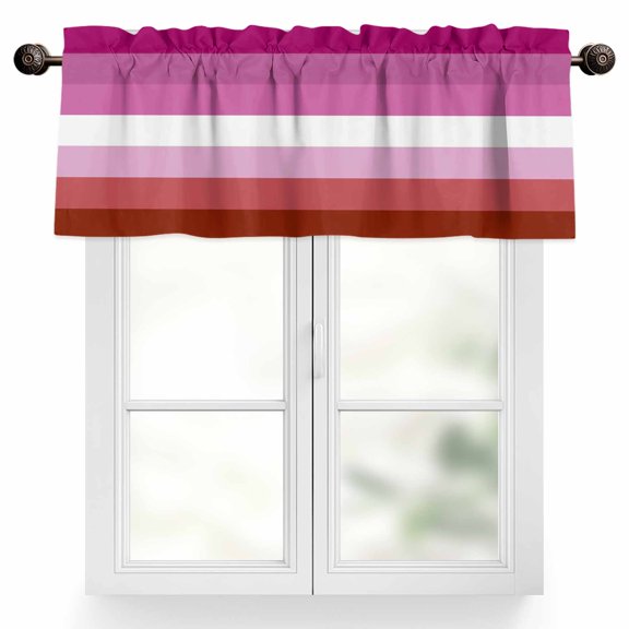 Color Stripes Valances for Windows Red Purple Pink White Striped Abstract Valance Curtains Rod Pocket Bathroom Small Window Treatments for Kitchen Living Room Bedroom, 42"x12"