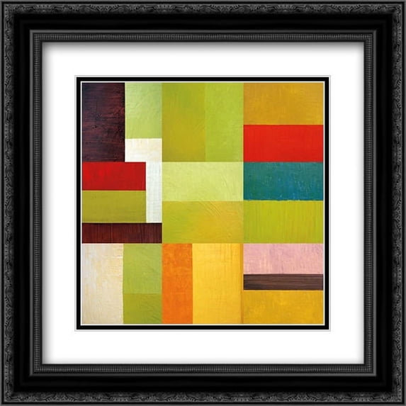 Color Study Abstract 1 2x Matted 20x20 Black Ornate Framed Art Print by Calkins, Michelle