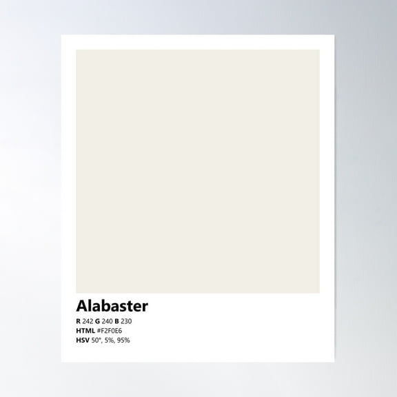 Color Swatch/Card (Alabaster) Poster Wall Art, Modern Wall Decor For Living Room Bedroom, 8x12 UNFRAMED