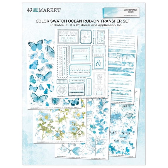 Color Swatch: Ocean Rub-Ons 6"X8" 6/Sheets-