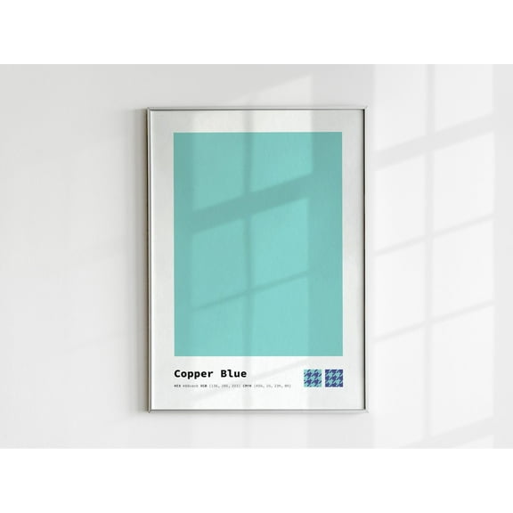 Color Swatch Poster, Color Swatch Wall Art, Copper Blue Color Swatch Poster, Color Block Art Poster, Color Swatch Art, Color Palette Wall Art508, Unframed Canvas Size 8x12