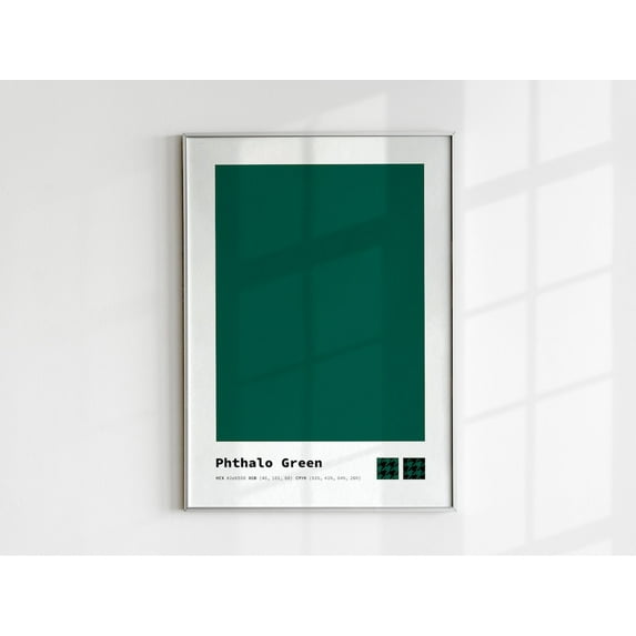 Color Swatch Wall Art, Phthalo Green Color Swatch Poster, Color Block Art Poster, Color Swatch Art, Color Swatch Poster, Minimalist Color Art, Unframed Poster Size 8x12