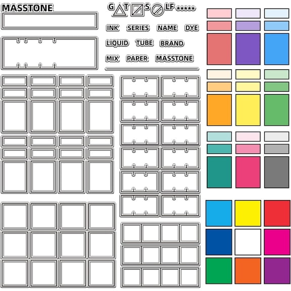 Color Swatches Palette Clear Rubber Stamp Big Size 11.7x8.3 inch Vintage Transparent Silicone Seals Stamp for Journaling Card Making DIY Scrapbooking Handmade Photo Album Notebook Decor