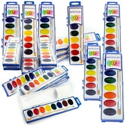Color Swell 20-Pack Assorted Washable Watercolor Paints 8-Color Wood Brushes
