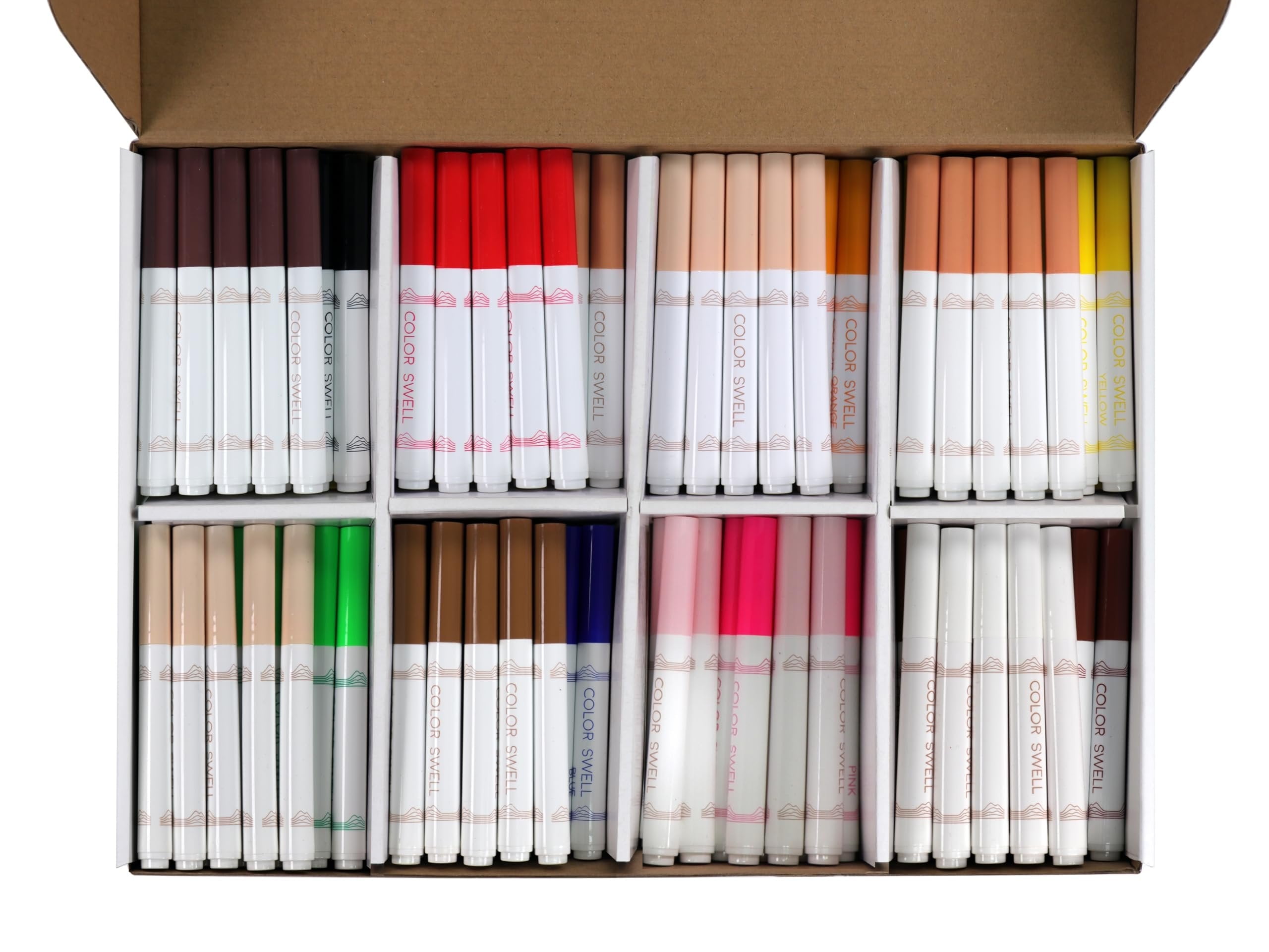 Color Swell Broad Line Bulk Marker Classpack with Skin Tone Colors 288 Markers - Bulk Markers