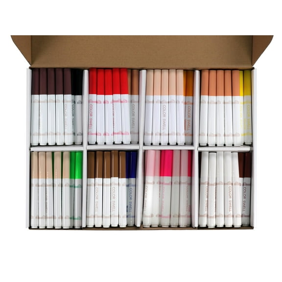 Color Swell Broad Line Bulk Marker Classpack with Skin Tone Colors 288 Markers - Bulk Markers