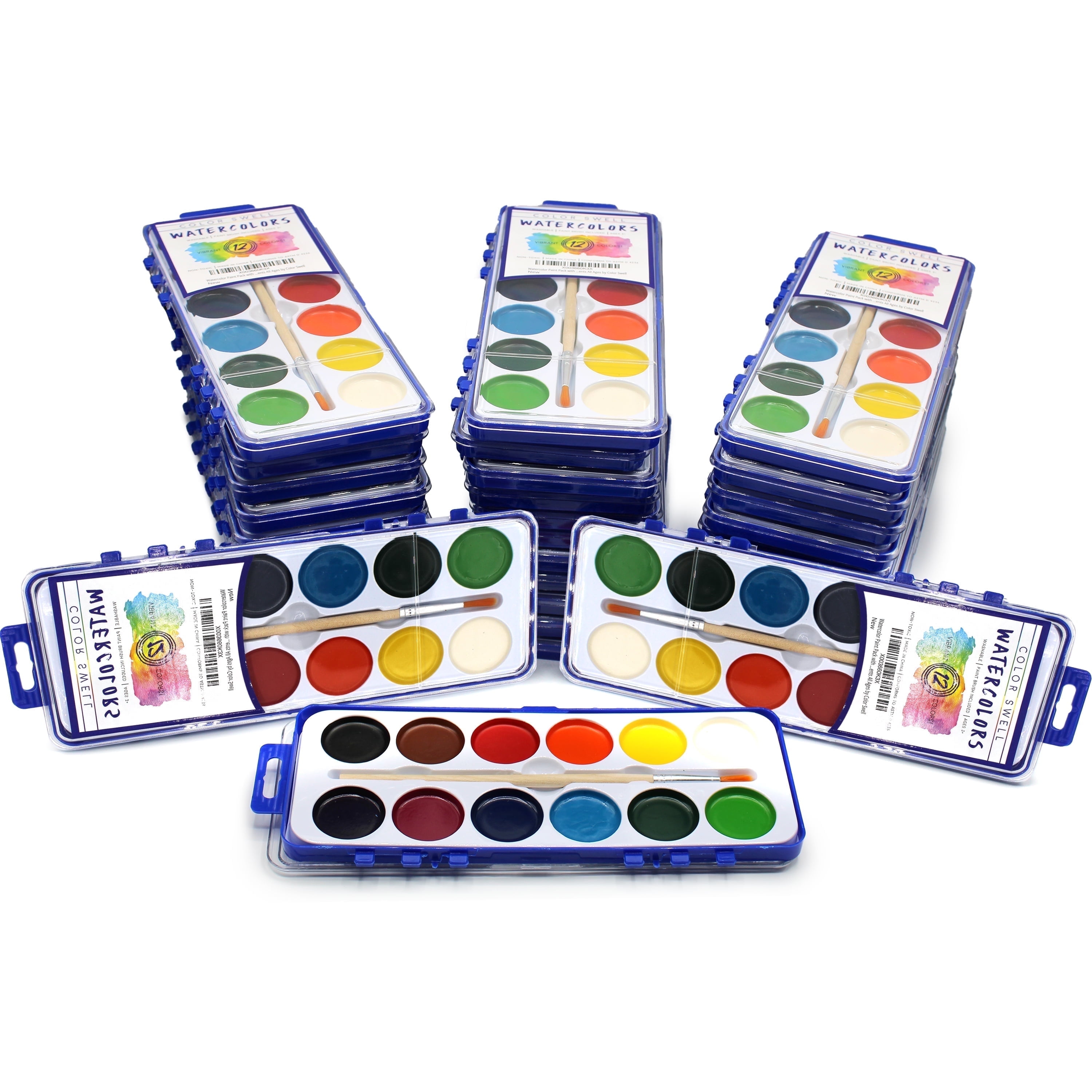 Color Swell Bulk 36 Pack Assorted 12-Color Watercolor Paint Set
