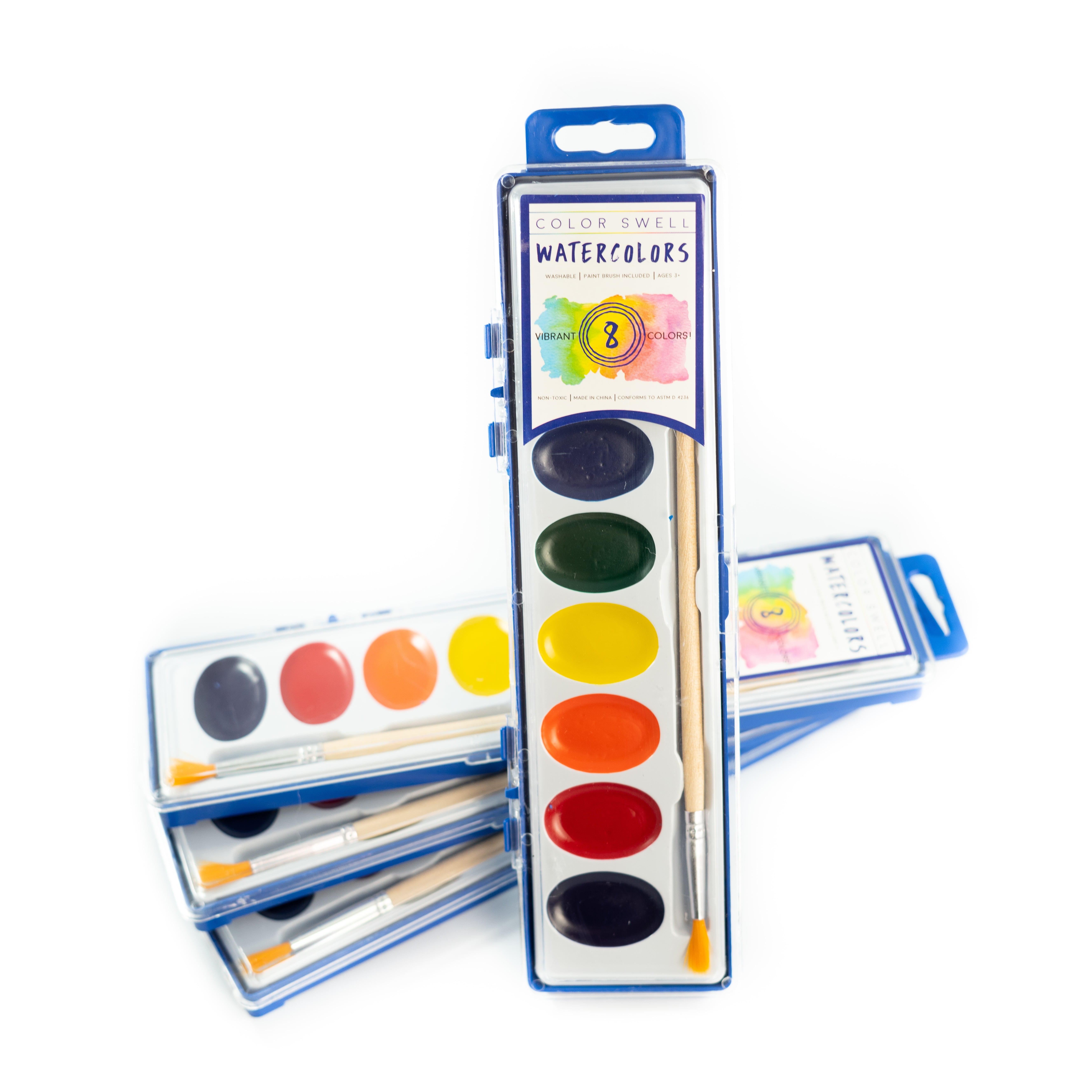  18 Set Bulk Watercolor Paint Pack with Wood Brushes 12