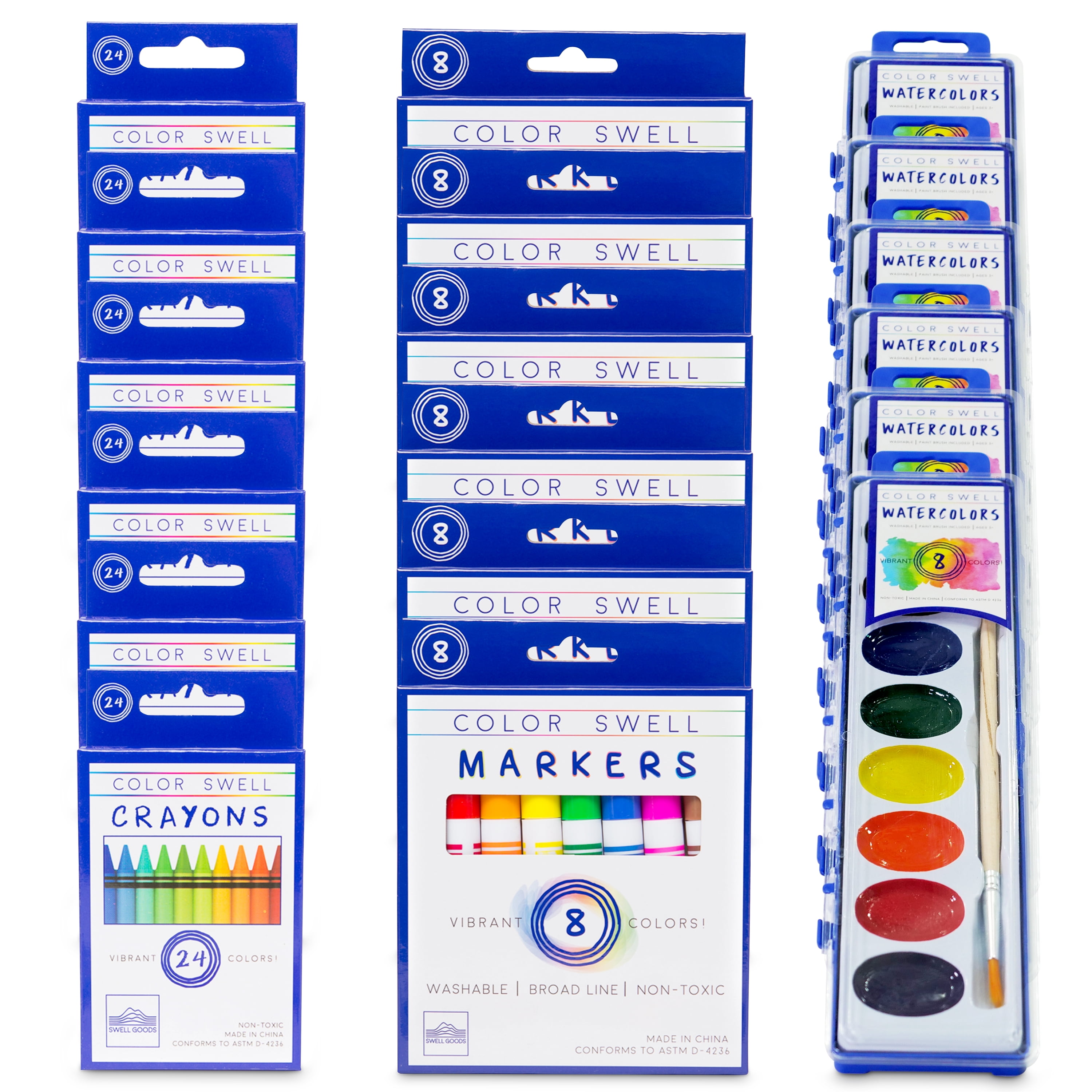 Color Swell Washable Markers 10 Boxes of 8 Vibrant Colors Are