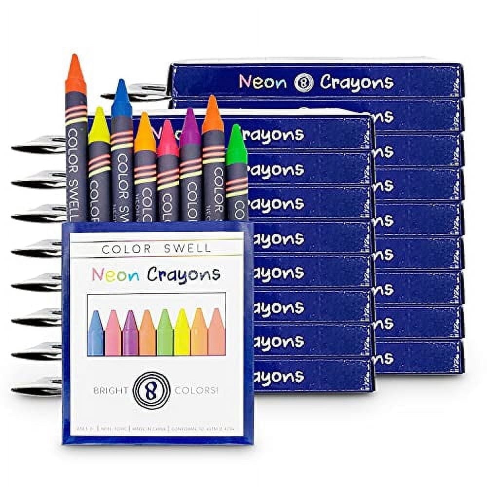 Color Swell Bulk Neon Crayons - 18 Boxes of 8 Per Pack (144 Total)
