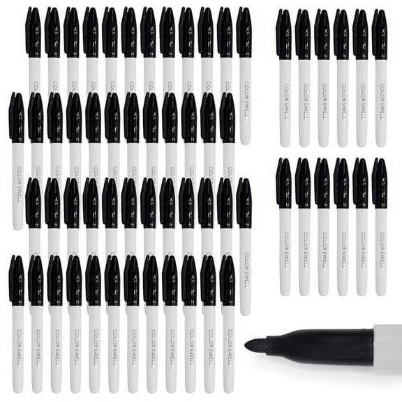 Color Swell Bulk Permanent Markers 60 Count (Black)