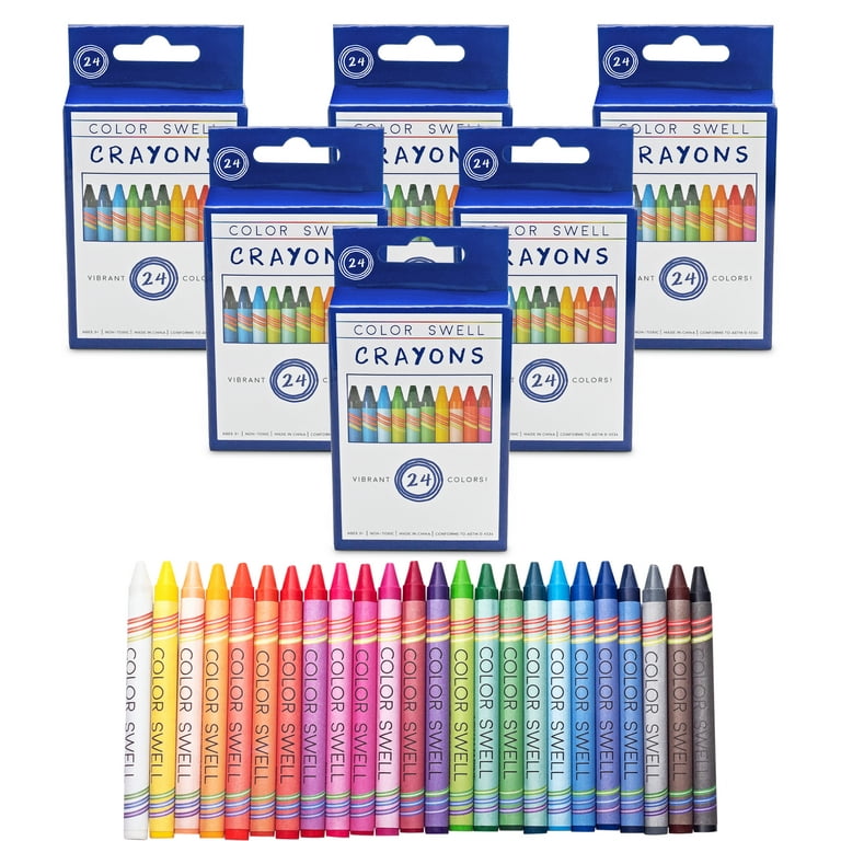Color Swell Crayons Bulk 6 Pack, 24 Crayons per Pack, 144 Total