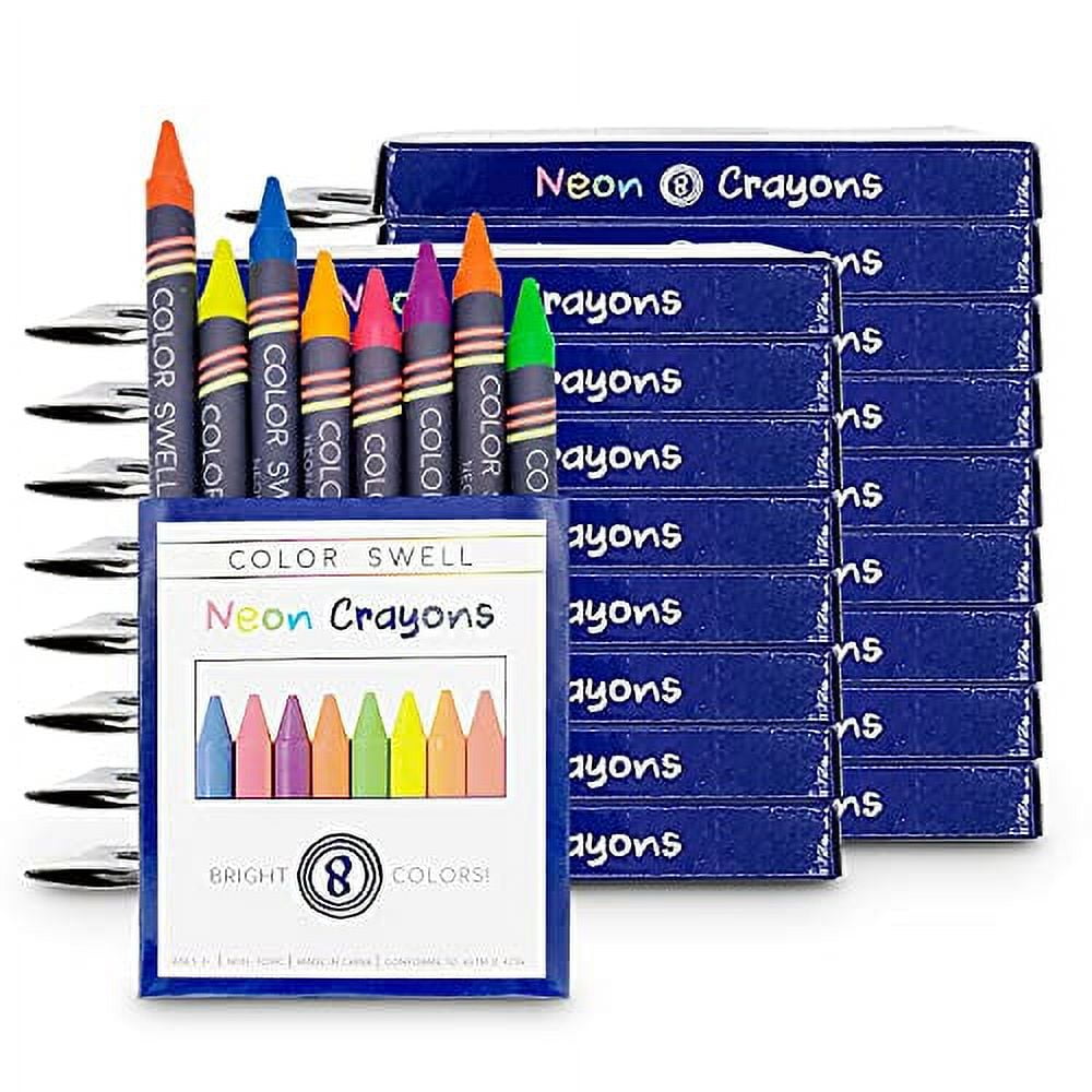 Color Swell Neon Crayons Bulk Packs 18 Boxes of Fun Neon Bulk Crayons (144 Total)