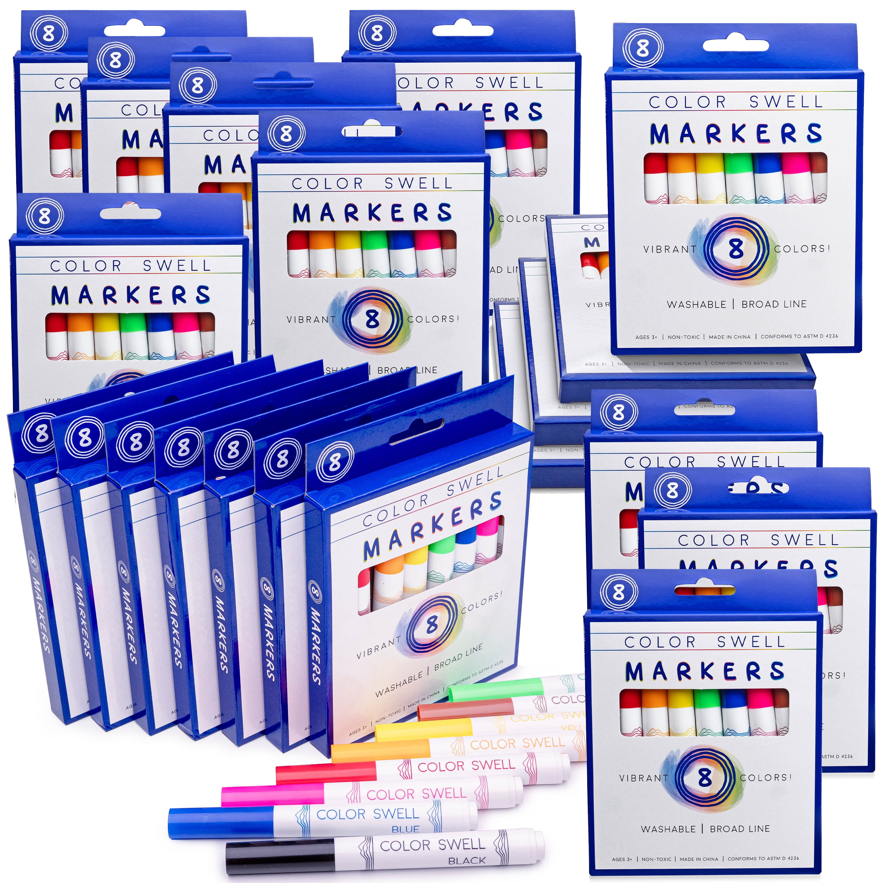 Rarlan Washable Markers Bulk, Markers for Kids, Classroom Pack, 16  Colors,18 Boxes, 288 Count