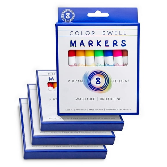 Color Swell Washable Markers Bulk 4 Pack, 8 markers per pack, 32 total markers