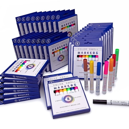 Color Swell Washable Markers Bulk Pack 36 Sets 8 Count Vibrant Colors 288 Total Perfect Large Pack for Teachers, Kids, and Classrooms