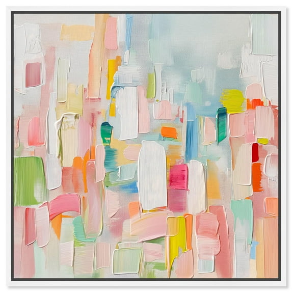 Color Symphony I Canvas Spring Abstracts by Art Remedy, White Frame, 30" x 30"