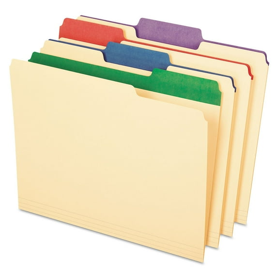 Color Tab File Folders 1/3-Cut Tabs, Letter Size, Manila, 50/Box