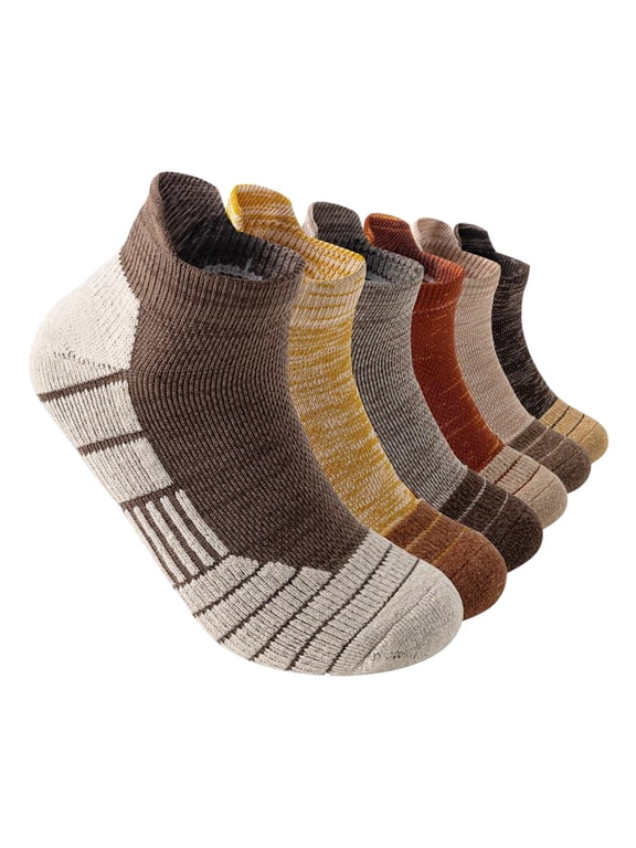 6 Pair No Show Socks Low Cut Basketball Socks,Breathable Invisible Socks,Elastic Stretch Knit Short Socks for Running Training Athletic ,Brown