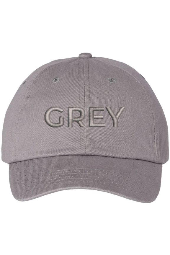 Color Text Embroidered Dad Hat Adjustable Matching Color Rush Tone on Tone Baseball Cap (Grey)