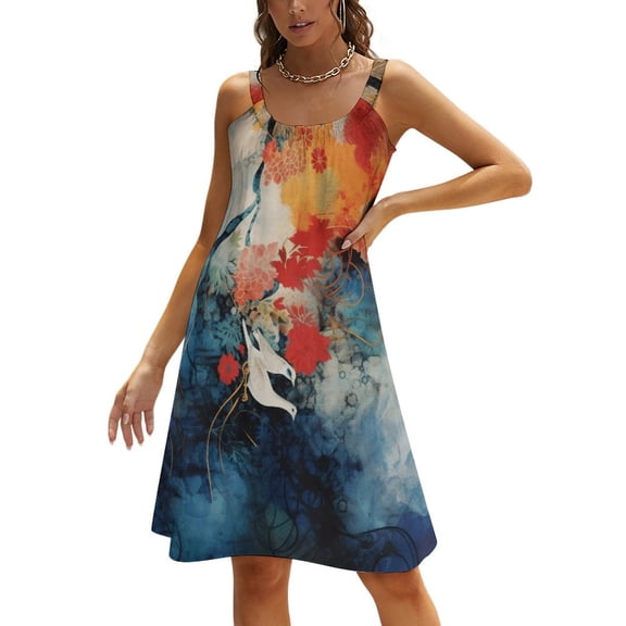Color Texture Women's Summer Dresses 2025 Beach Casual Sleeveless Floral Print Tank Loose Sundress