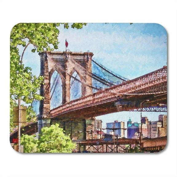 Color The Iconic Brooklyn Bridge of New York City Mousepad Mouse Pad Mouse Mat 9x10 inch