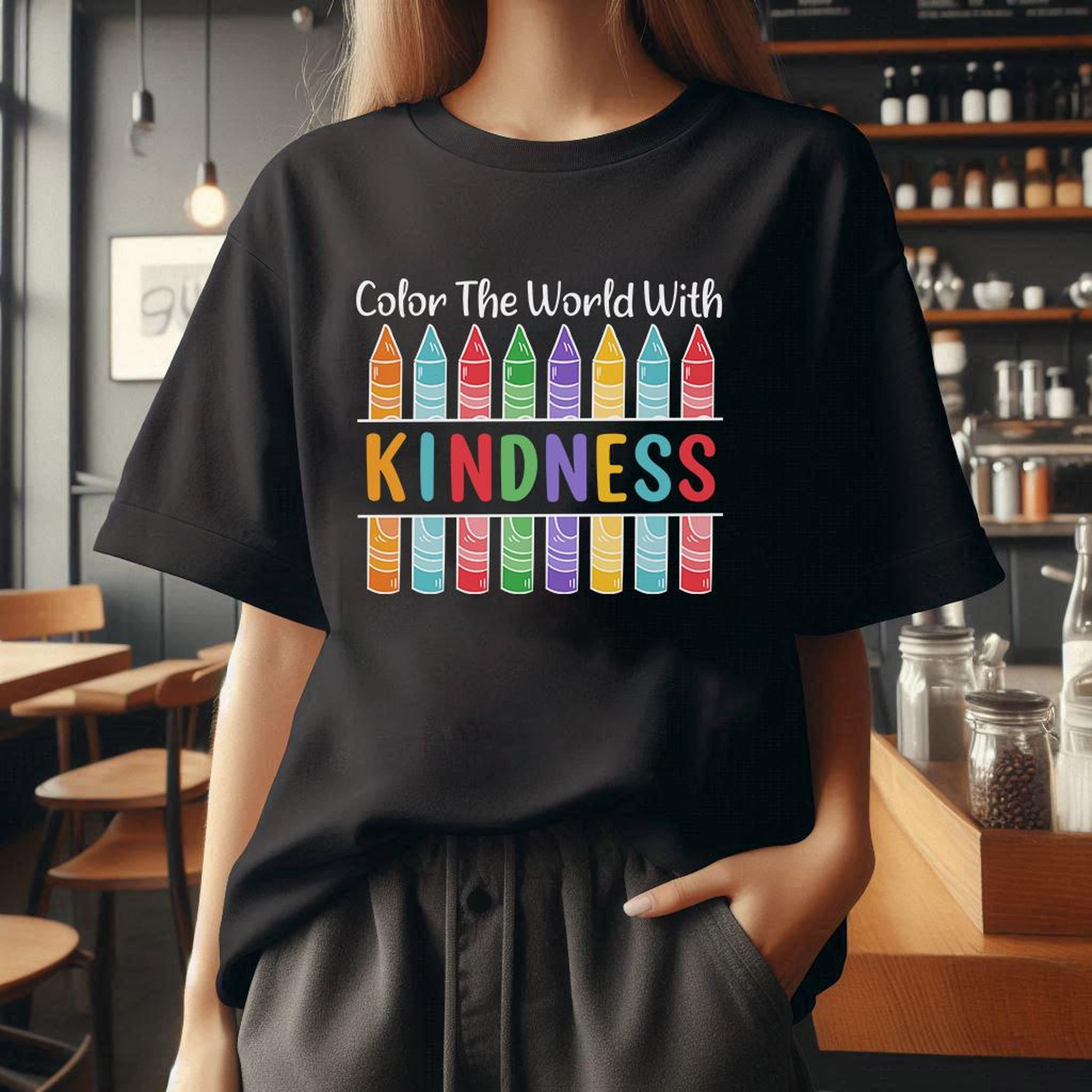Color The World With Kindness Shirt, Inspiration Shirt, Teacher Shirt, Crayon Teacher Shirt, Be Kind Shirt, Kindness Shirt, Motivation Shirt
