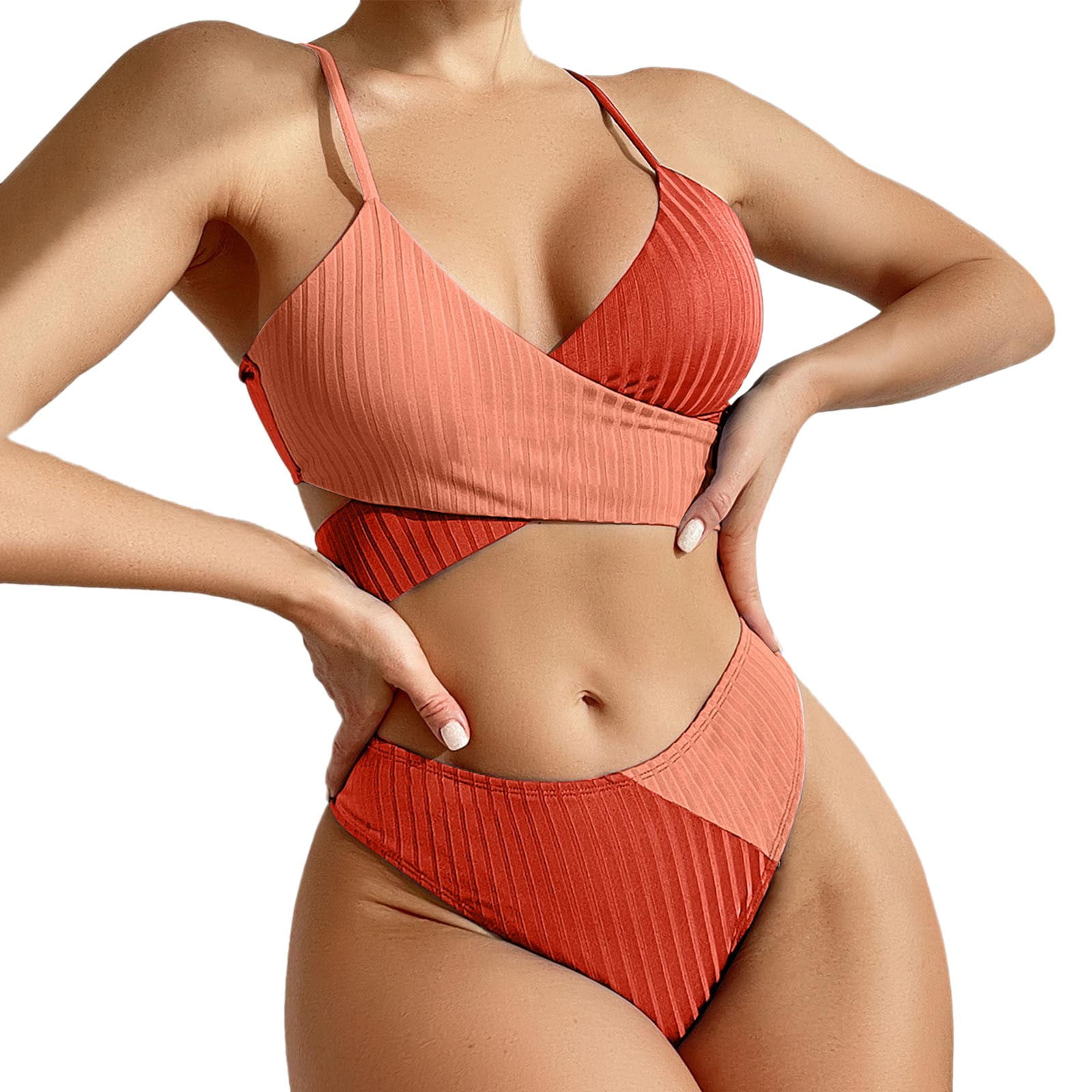 Bseka One Piece Bathing Suit For Women Athletic Swimsuit Sports Women'S  Sexy Solid Color Swimwear Slim Swimsuit Bikini Straped Swimsuits