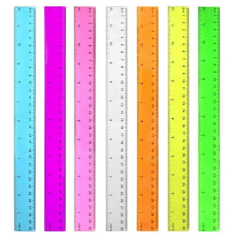 Clear Ruler Plastic Rulers, 30pcs Plastic Rulers,12 inch Ruler,Transparent Assorted Color Metric Bulk Rulers for Inches and Centimeters,Kids Ruler