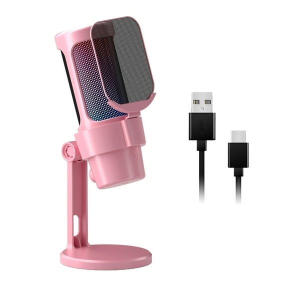 Color USB Microphone for PC with Mute Button and Knob Control Mic Blowout Filter