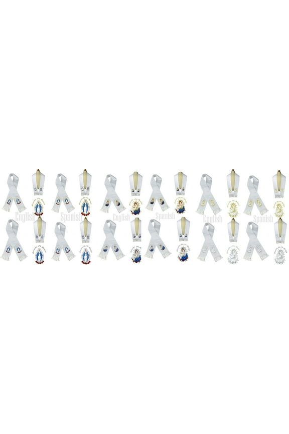 Color Virgin Mary & Pope Embroidery Christening Stole Scarf Sash New Born 7 yrs