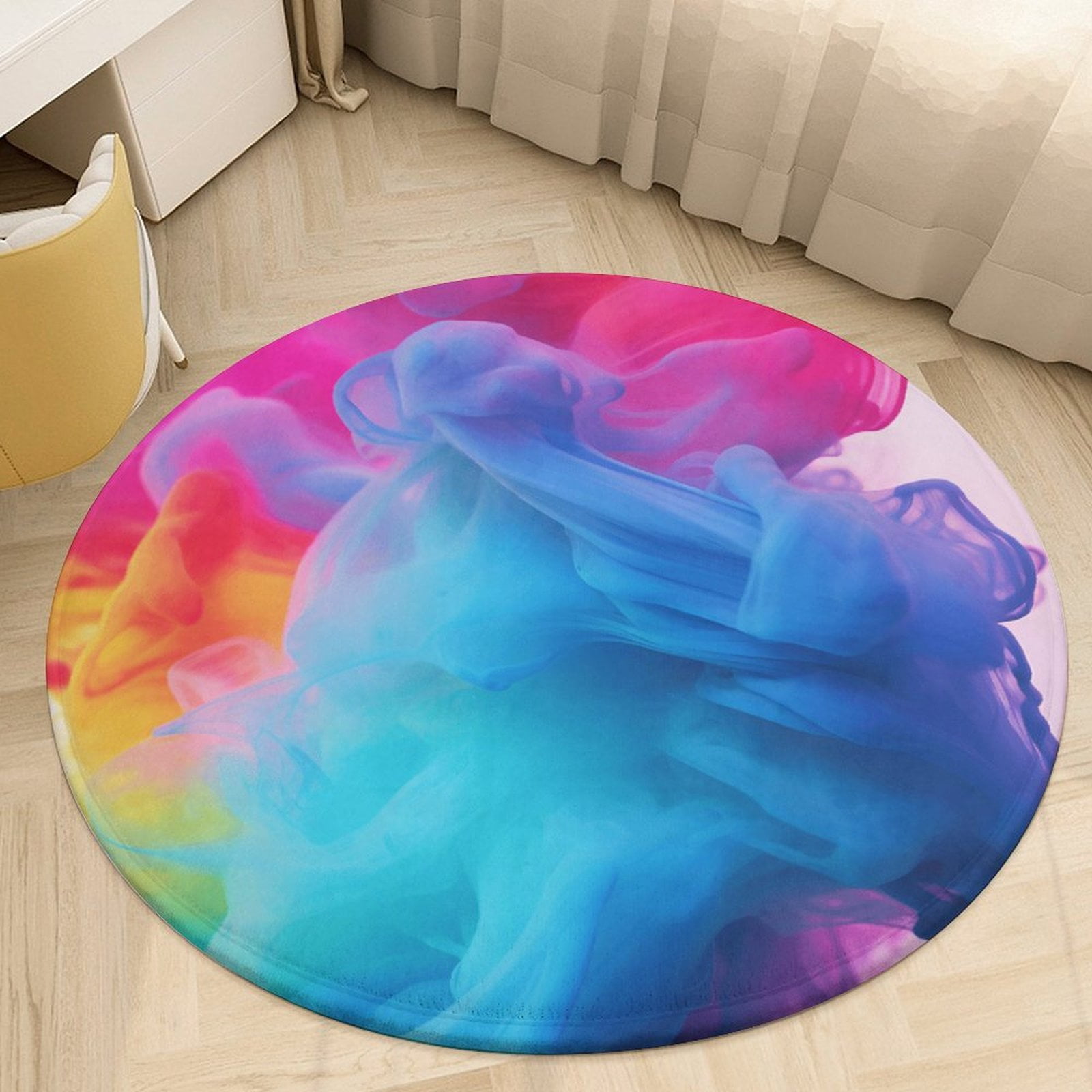 Color Vortex Tie Dyeing Round Rugs -Washable Non-Slip Small Round Area ...