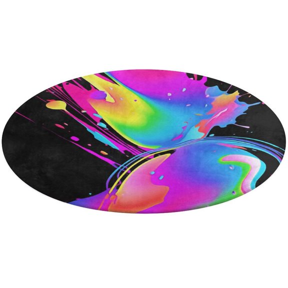Color Vortex Tie Dyeing Round Rugs -Washable Non-Slip Small Round Area Rug Throw Soft Circle Rugs for Bedroom, Modern Print Indoor Carpet for Entryway Sofa Living Room