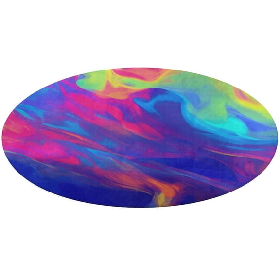 Color Vortex Tie Dyeing Round Small Area Rug, Print Non Slip Washable Floor Mat, Soft Throw Rug for Living Room, Powder Room Entryway, Bathroom, Bedside
