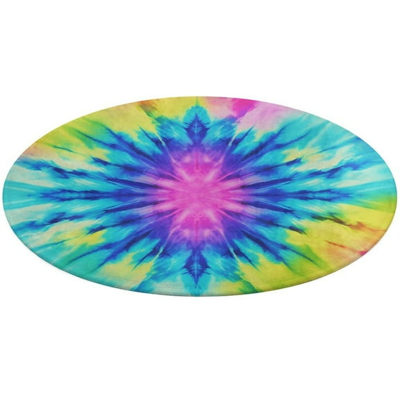 Color Vortex Tie Dyeing Round Small Area Rug, Print Non Slip Washable Floor Mat, Soft Throw Rug for Living Room, Powder Room Entryway, Bathroom, Bedside