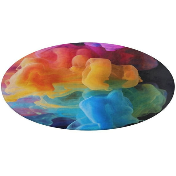 Color Vortex Tie Dyeing Round Small Area Rug, Print Non Slip Washable Floor Mat, Soft Throw Rug for Living Room, Powder Room Entryway, Bathroom, Bedside