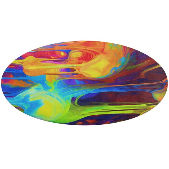 Color Vortex Tie Dyeing Round Small Area Rug, Print Non Slip Washable Floor Mat, Soft Throw Rug for Living Room, Powder Room Entryway, Bathroom, Bedside