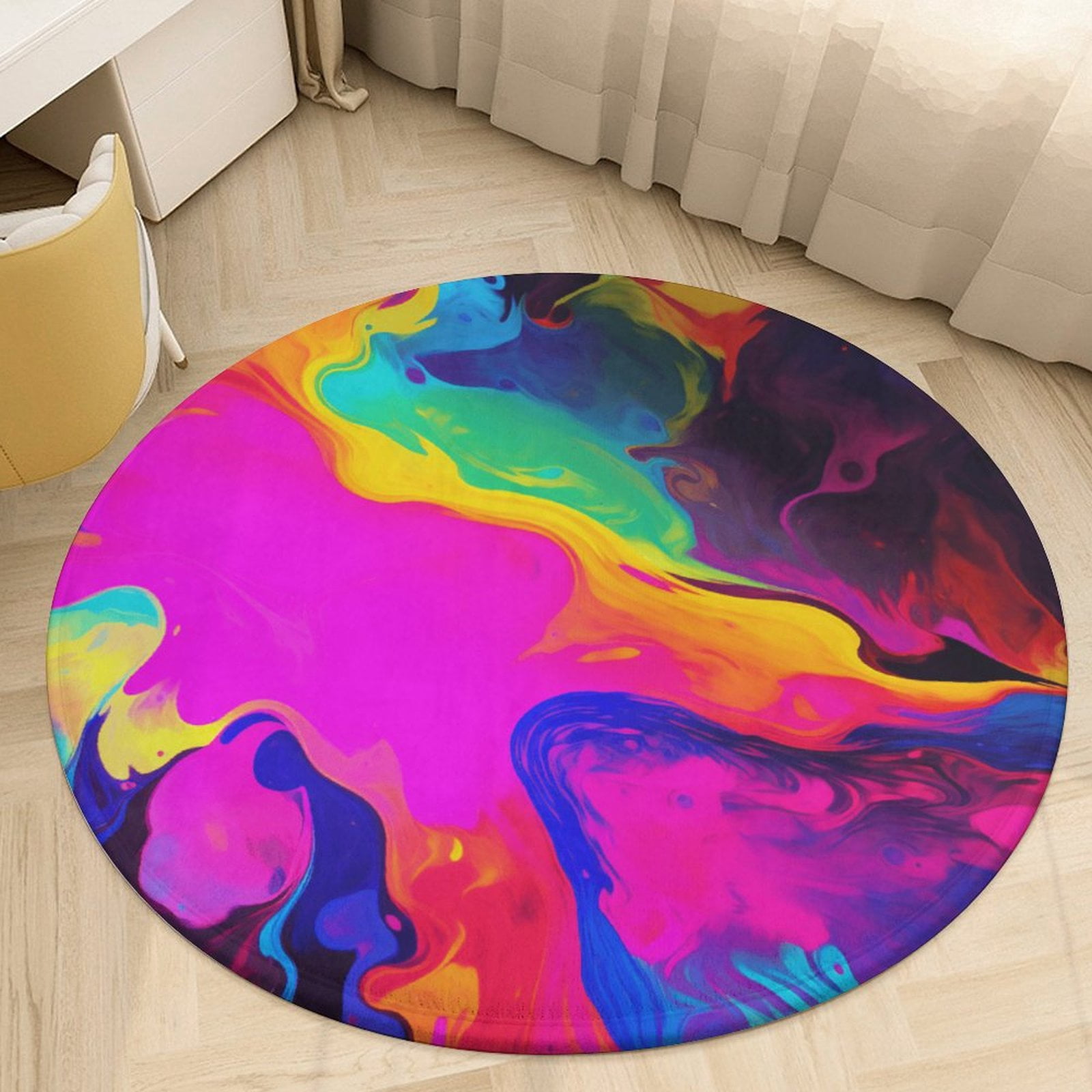 Color Vortex Tie Dyeing Washable Round Rug -Circle Area Rugs for ...