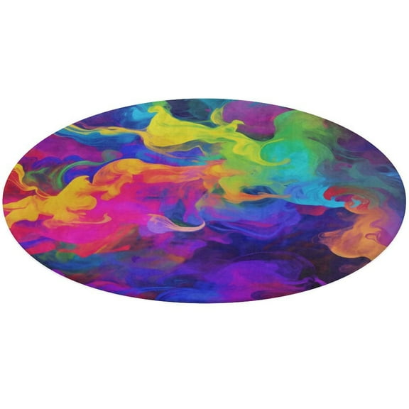 Color Vortex Tie Dyeing Washable Round Rug -Circle Area Rugs for Nursery Bedroom, Vintage Non Slip Non Shedding Low Pile Carpet for Living Room Coffee Table Entryway