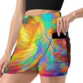 thumbnail image 1 of Color Vortex Tie Dyeing Women's High Short Skirt, High Waisted Mini Skirt with One Side Pocket, 1 of 5