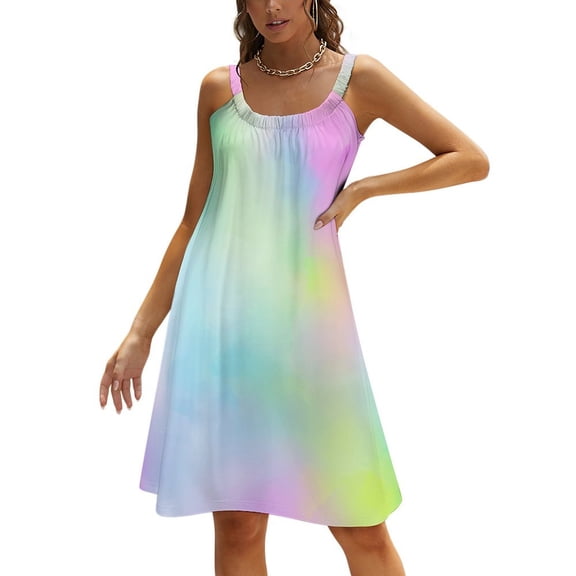 Color Vortex Tie Dyeing Women's Summer Dresses 2025 Beach Casual Sleeveless Floral Print Tank Loose Sundress