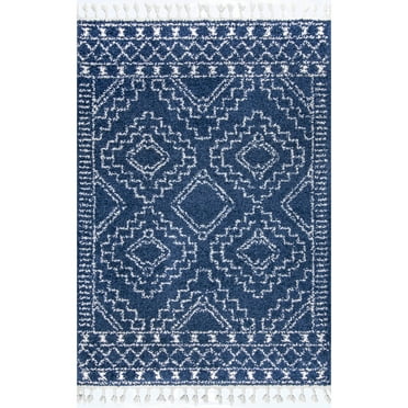 nuLOOM Vasiliki Moroccan Shag Tasseled Area Rug, 4', Blue