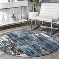 thumbnail image 1 of nuLOOM Haydee Glacial Abstract Area Rug, 5', Round, Haydee Teal, 1 of 5