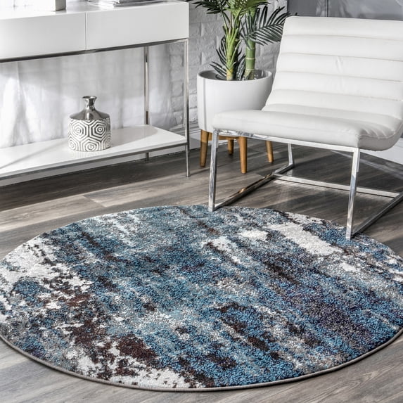nuLOOM Haydee Glacial Abstract Area Rug, 5', Round, Haydee Teal