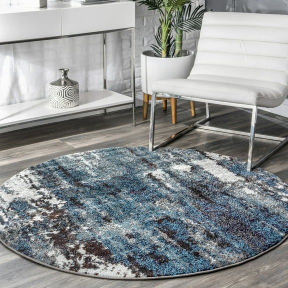nuLOOM Haydee Glacial Abstract Area Rug, 5', Round, Haydee Teal