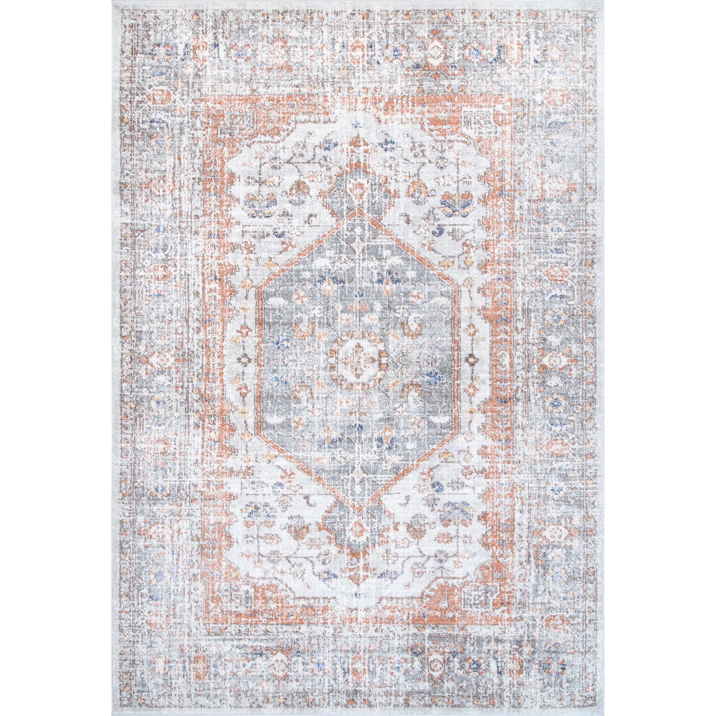 nuLOOM Jacquie 5' Square Vintage Floral Silver Area Rug
